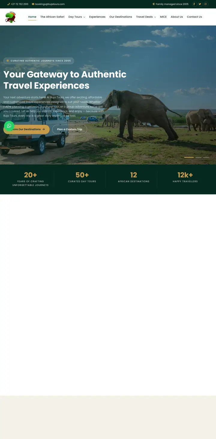 Travel and Tours Website designed and built by Lamus Design